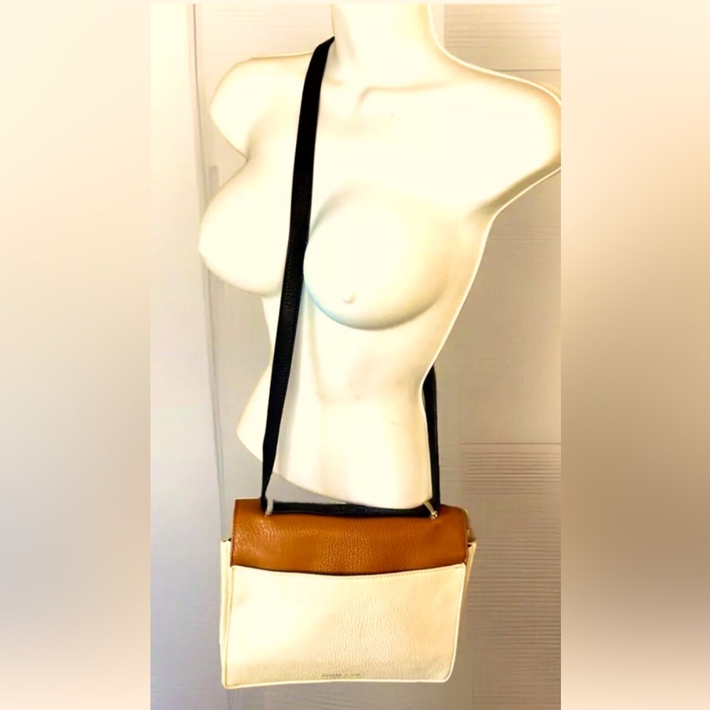 🍄‍🟫OLIVIA+JOY🍄‍🟫 2-TONE PVC FOLD-OVER 2-SECTION 4-POCKET SHOULDER/✝️BODY BAG